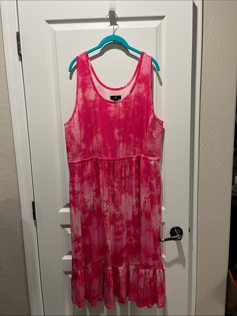 Jason Wu Hot Pink Tie-Dye Scoop Neck Midi Dress
